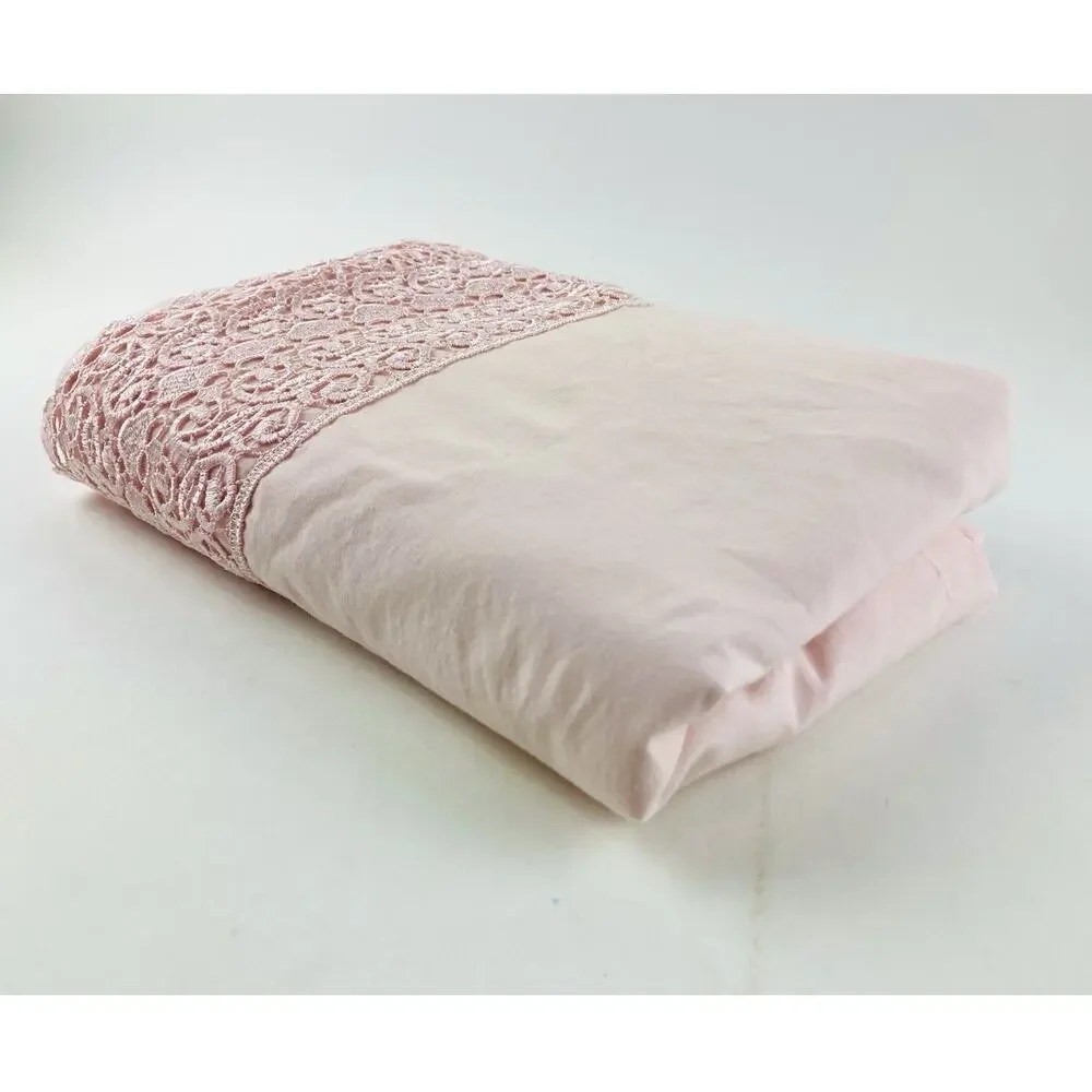 Satin & Lace Pink Flat Sheet Silky rare Feminine Boudoir Girl Single Vanity Room